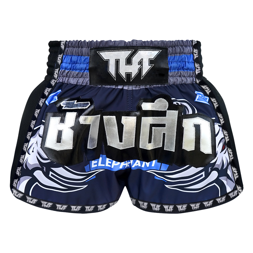 Tuff Blue War Elephant Retro Muay Thai Shorts