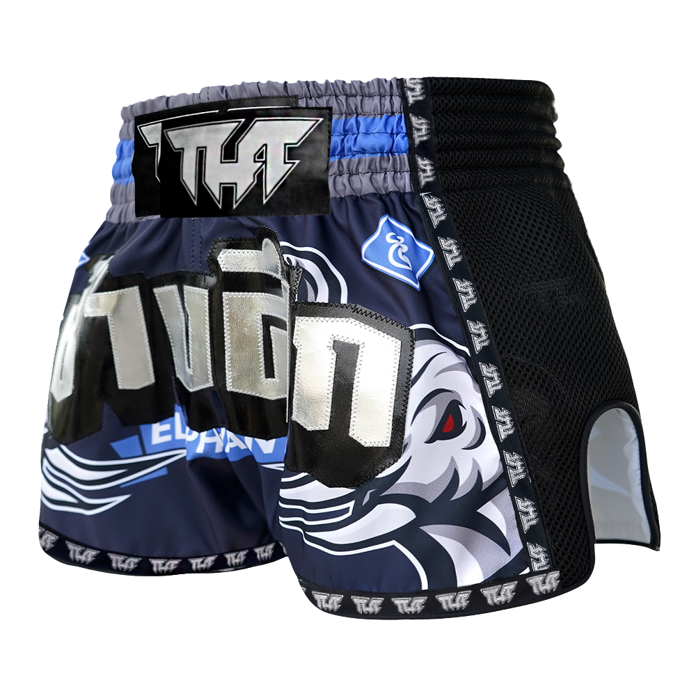 Tuff Blue War Elephant Retro Muay Thai Shorts