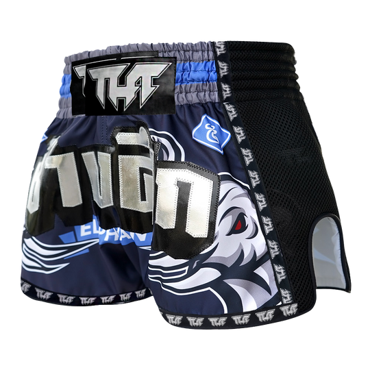 Tuff Blue War Elephant Retro Muay Thai Shorts