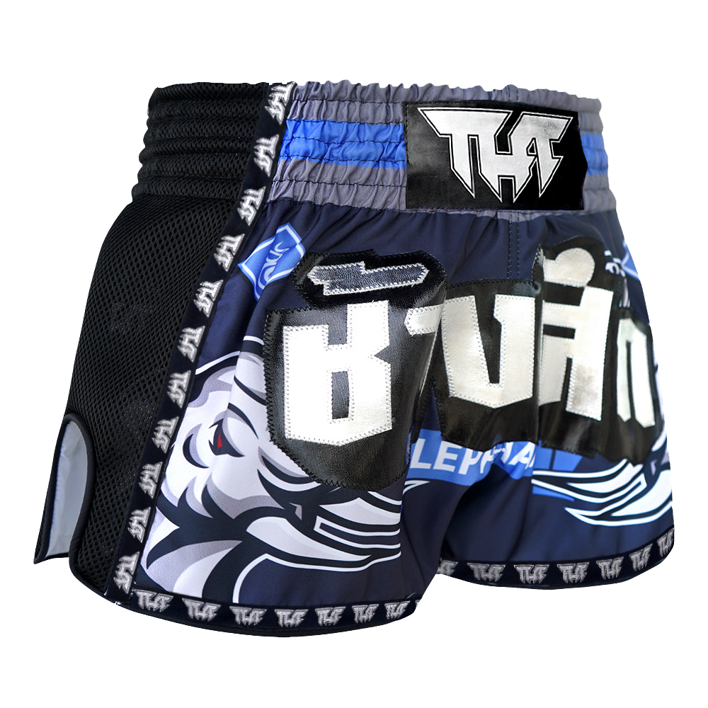 Tuff Blue War Elephant Retro Muay Thai Shorts