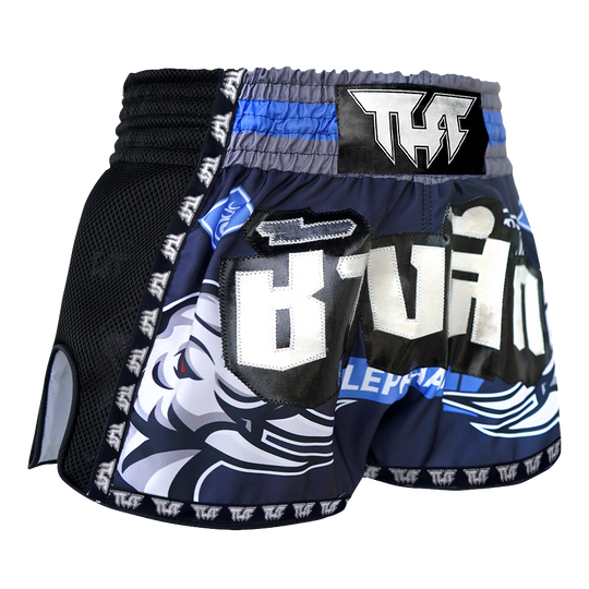 Tuff Blue War Elephant Retro Muay Thai Shorts