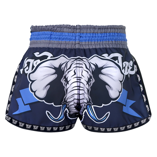 Tuff Blue War Elephant Retro Muay Thai Shorts