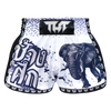 Tuff White War Elephant Retro Muay Thai Shorts