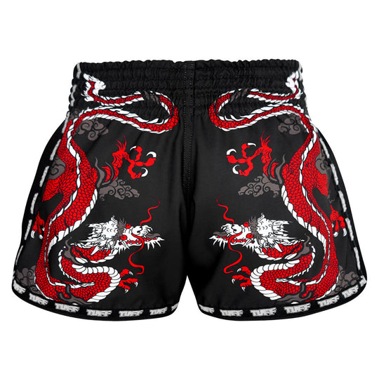 Tuff Black Chinese Dragon Retro Muay Thai Shorts