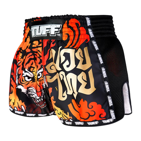 Tuff Orange Furious Tiger Retro Muay Thai Shorts