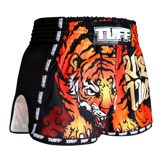 Tuff Orange Furious Tiger Retro Muay Thai Shorts