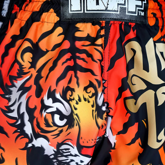 Tuff Orange Furious Tiger Retro Muay Thai Shorts