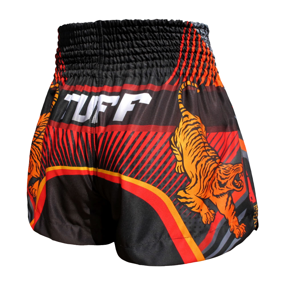 Tuff Black Double Tiger Thai Boxing Shorts