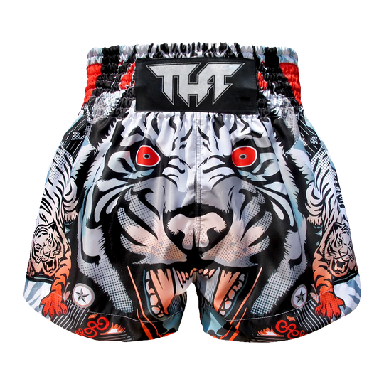 Tuff Grey Cruel Tiger Thai Boxing Shorts