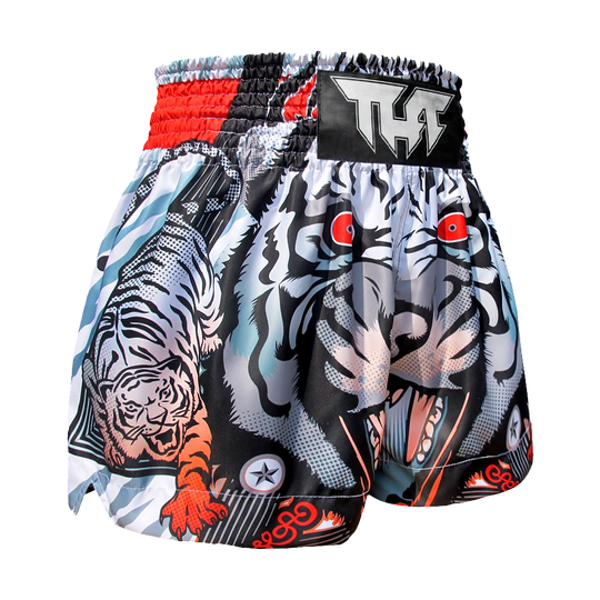 Tuff Grey Cruel Tiger Thai Boxing Shorts