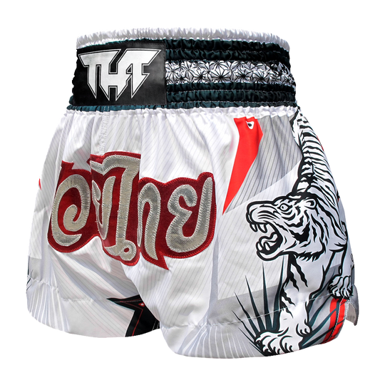 Tuff White Double Tiger Thai Boxing Shorts