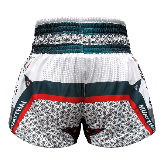 Tuff White Double Tiger Thai Boxing Shorts