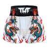 Tuff White With Blue Chinese Dragon Thai Boxing Shorts