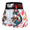 Tuff White With Blue Chinese Dragon Thai Boxing Shorts