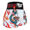 Tuff White With Blue Chinese Dragon Thai Boxing Shorts