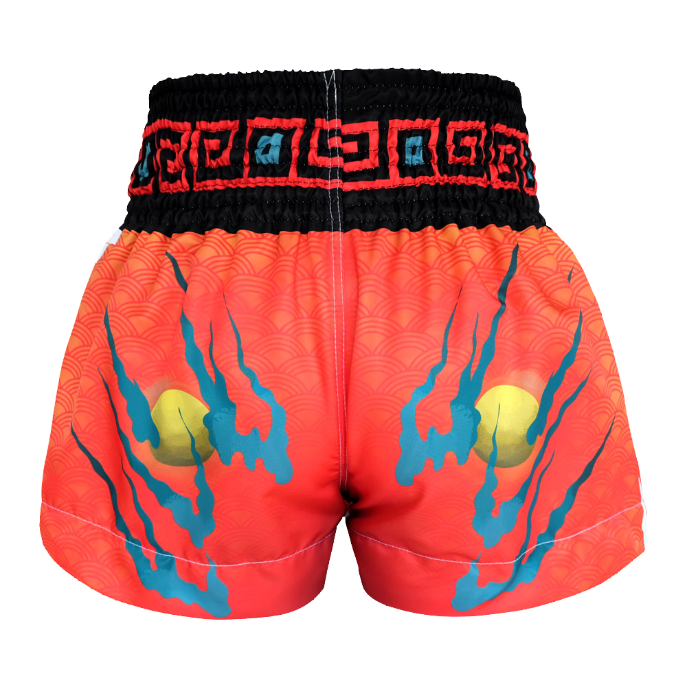 Tuff White With Blue Chinese Dragon Thai Boxing Shorts