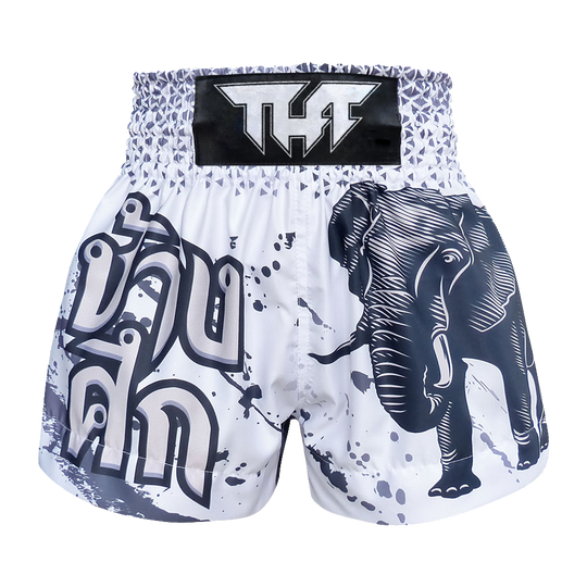 Tuff White War Elephant Thai Boxing Shorts