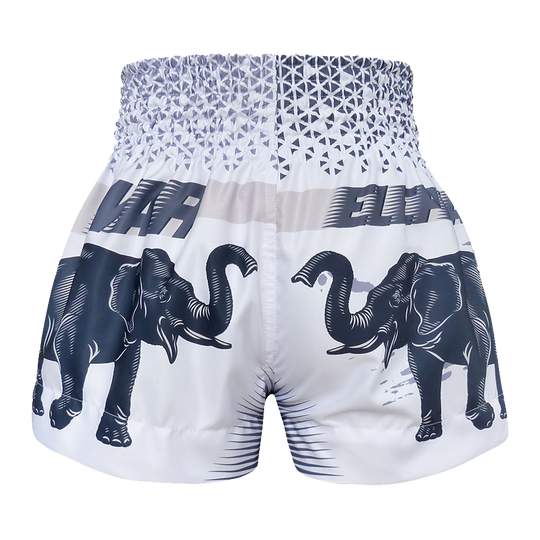 Tuff White War Elephant Thai Boxing Shorts