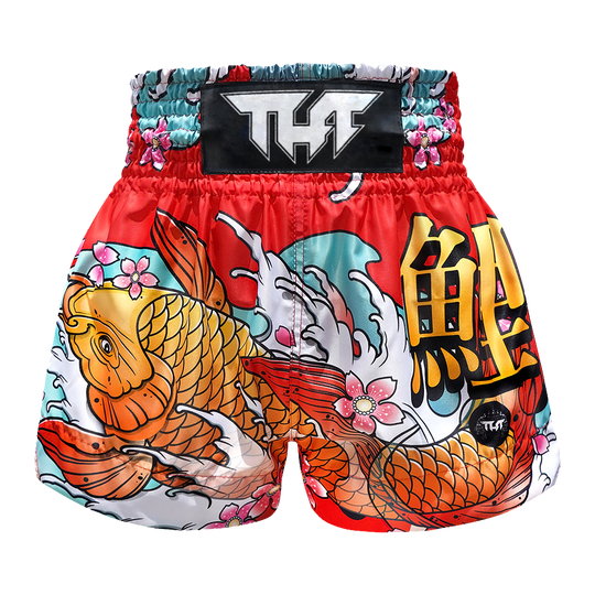 Tuff Red Japanese Koi Fish Thai Boxing Shorts