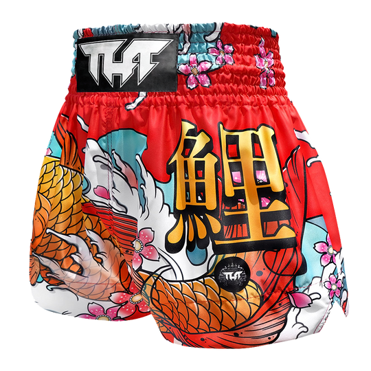 Tuff Red Japanese Koi Fish Thai Boxing Shorts