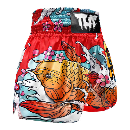 Tuff Red Japanese Koi Fish Thai Boxing Shorts