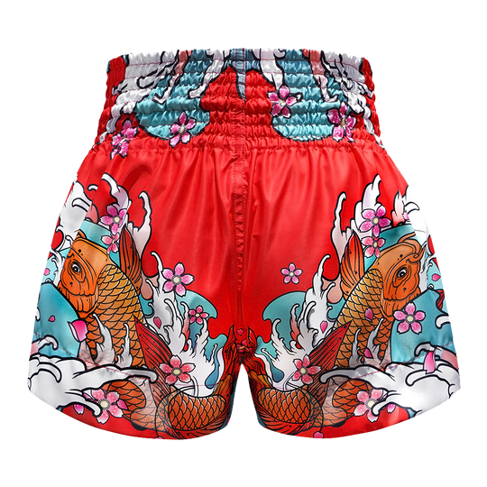 Tuff Red Japanese Koi Fish Thai Boxing Shorts