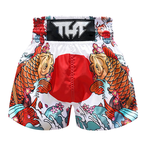 Tuff White Japanese Koi Fish Thai Boxing Shorts