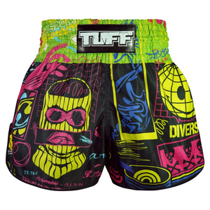 Tuff - Neon Graffiti High-Cut Retro Muay Thai Shorts