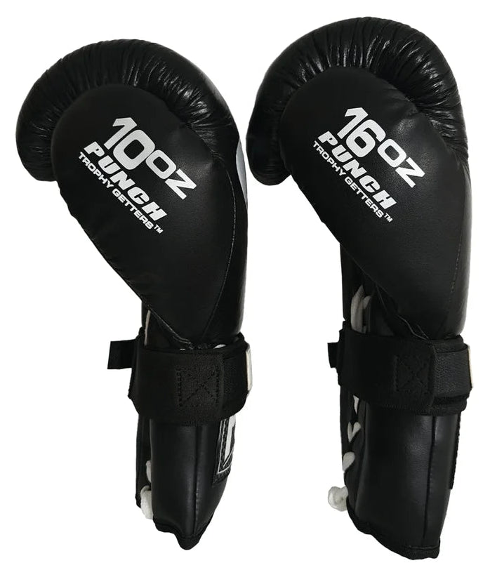 Punch Boxing Gloves - Trophy Getters® - Lace & Lock - Black