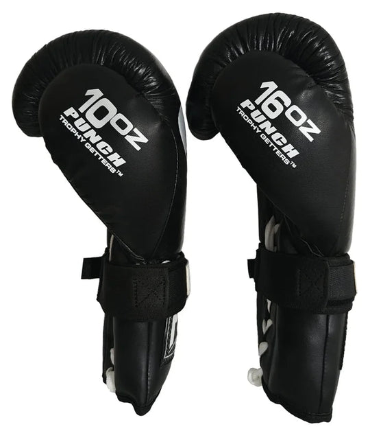 Punch Boxing Gloves - Trophy Getters® - Lace & Lock - Black
