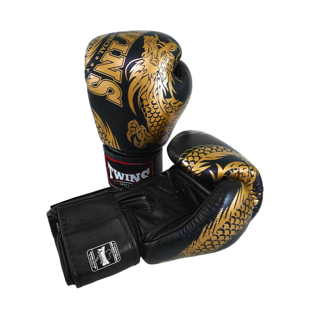Twins Special Dragon Boxing Gloves - Black/Gold