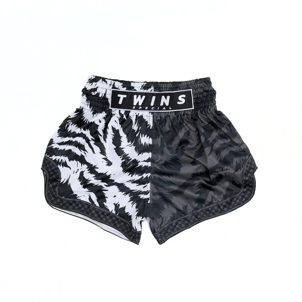 Twins Special TBS-Jungle Muay Thai Boxing Shorts - Black/White