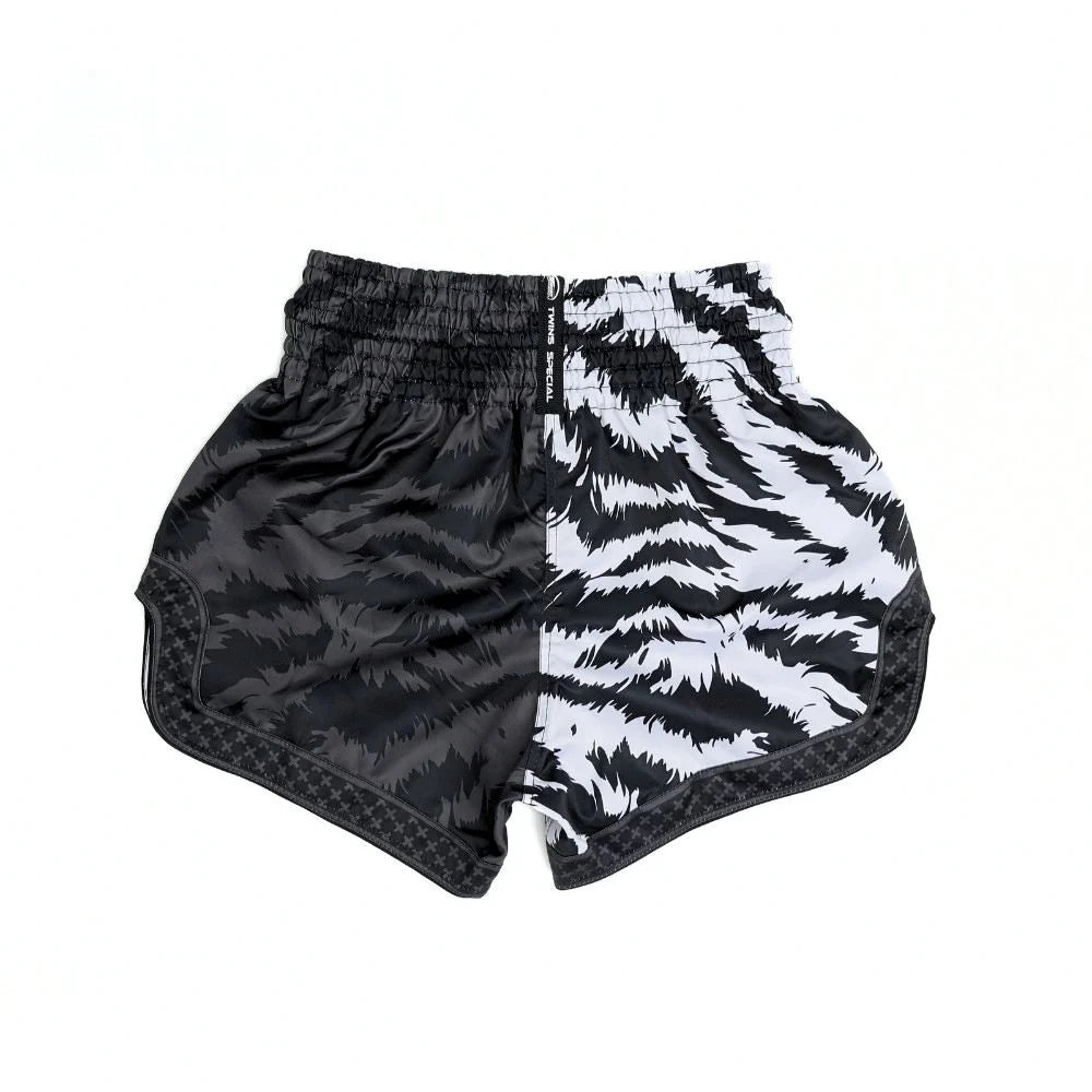 Twins Special TBS-Jungle Muay Thai Boxing Shorts - Black/White