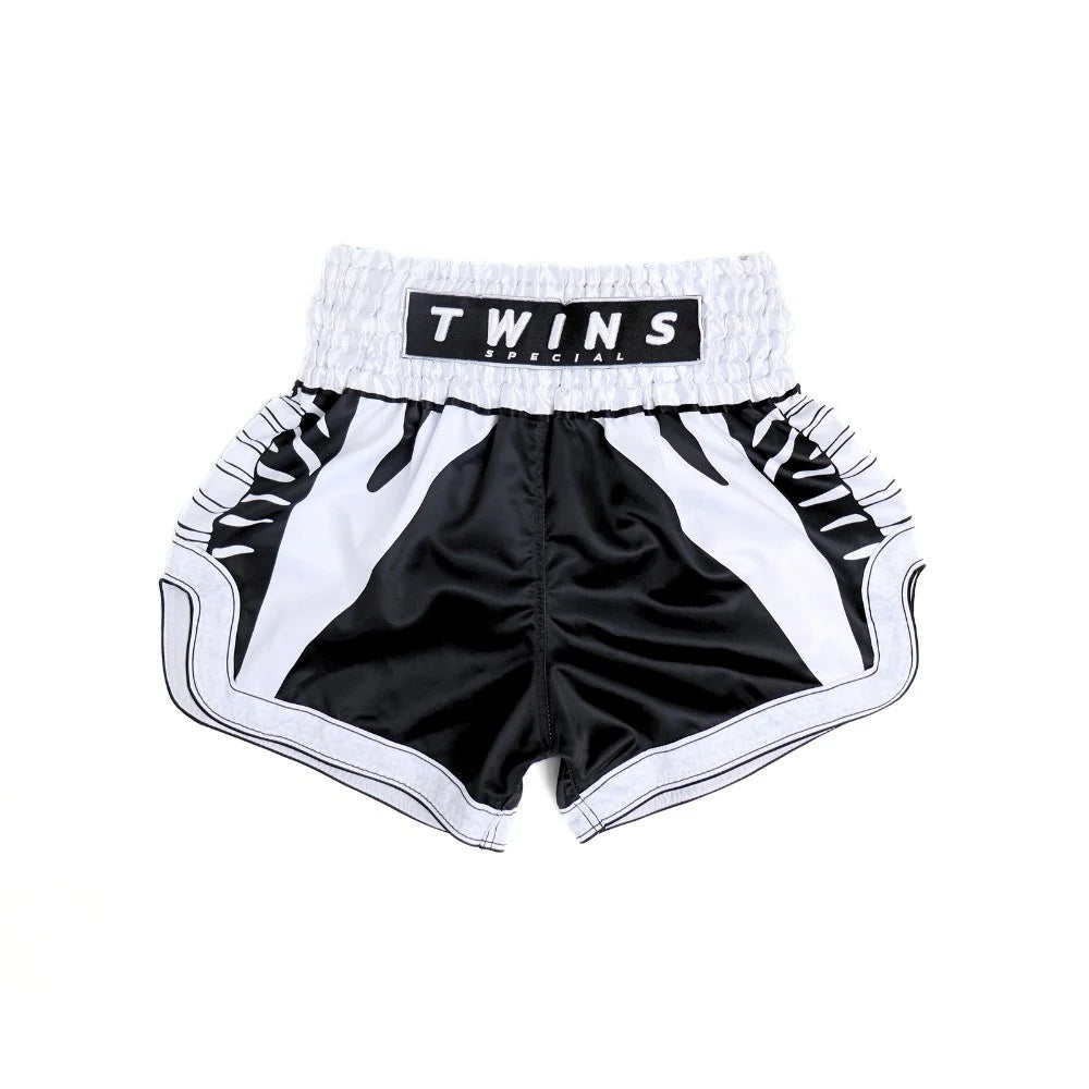 Twins Special TBS-Spine Muay Thai Boxing Shorts - Black/White