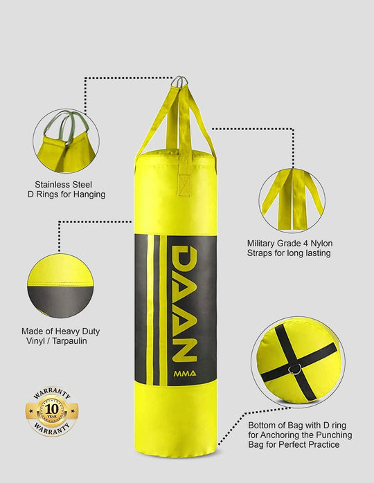 DAAN MMA Vinyl Boxing Punching Bag - Yellow