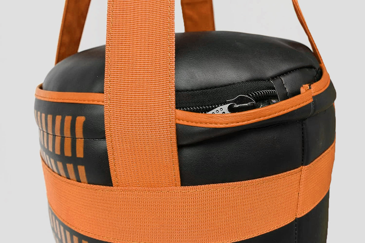 DAAN MMA Leather Boxing Punching Bag - Black/Orange