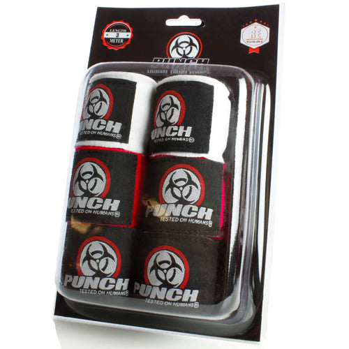 Punch Hand Wraps - Urban™ 3m - 3 Set - Black - White - Red