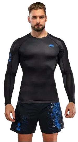 Venum Thunder Dragon Long Sleeve Rashguard - Black/Royal Blue