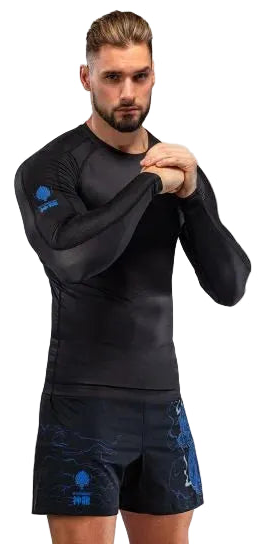 Venum Thunder Dragon Long Sleeve Rashguard - Black/Royal Blue