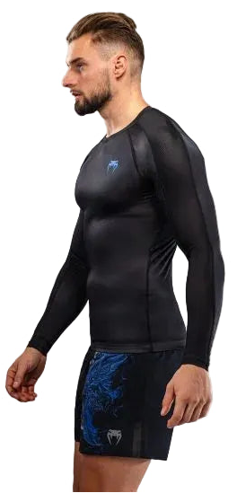 Venum Thunder Dragon Long Sleeve Rashguard - Black/Royal Blue