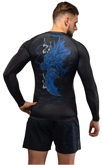 Venum Thunder Dragon Long Sleeve Rashguard - Black/Royal Blue
