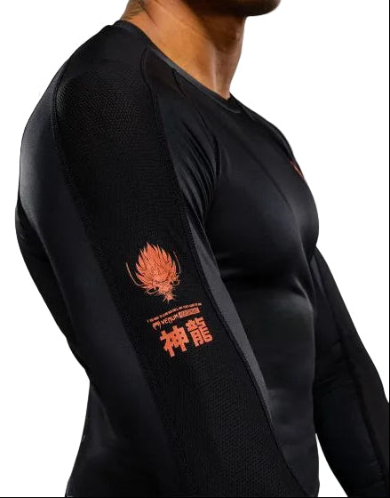 Venum Thunder Dragon Long Sleeve Rashguard - Black/Grey/Copper