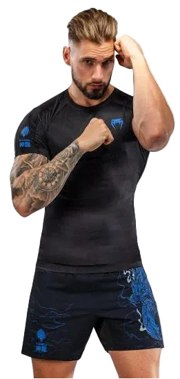 Venum Thunder Dragon Short Sleeves Rashguard - Black/Royal Blue