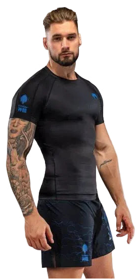 Venum Thunder Dragon Short Sleeves Rashguard - Black/Royal Blue