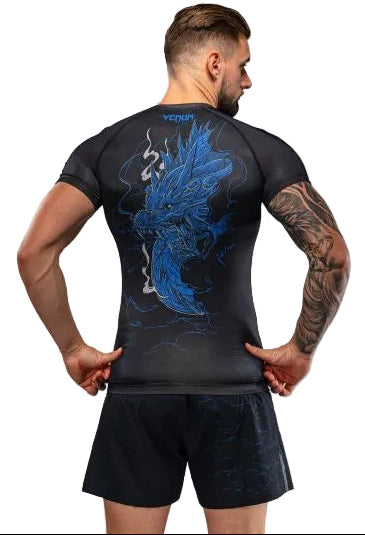 Venum Thunder Dragon Short Sleeves Rashguard - Black/Royal Blue