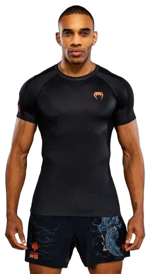 Venum Thunder Dragon Short Sleeves Rashguard - Black/Grey/Copper