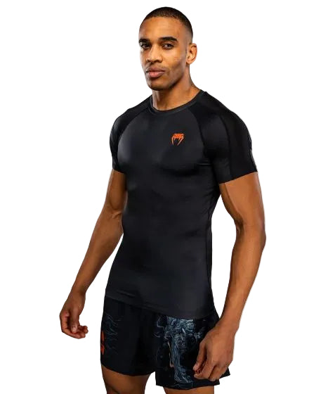 Venum Thunder Dragon Short Sleeves Rashguard - Black/Grey/Copper