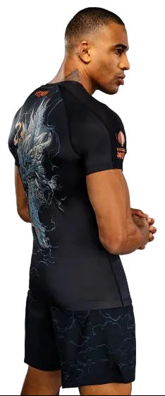 Venum Thunder Dragon Short Sleeves Rashguard - Black/Grey/Copper