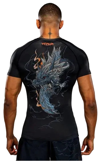 Venum Thunder Dragon Short Sleeves Rashguard - Black/Grey/Copper