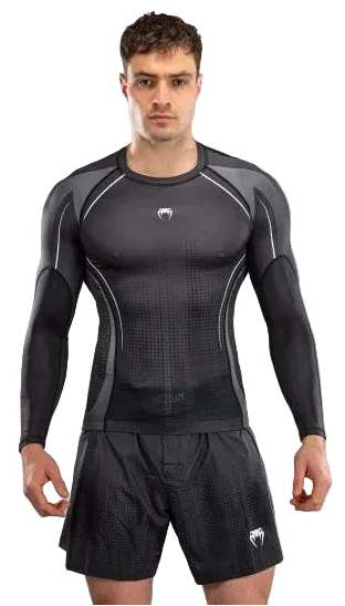 Venum Stealth Long Sleeve Rashguard - Black/White